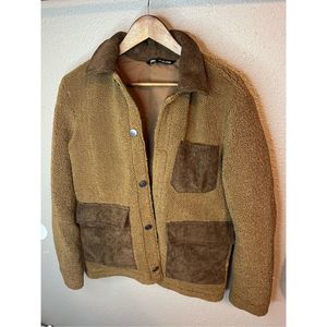 Zara Colorblock Oversized Teddy Jacket Size Small